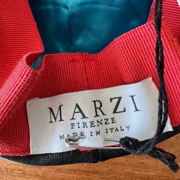 Leather Cap MARZI FIRENZE Made In Italy Mod NWT NEW - Picture 5 of 13